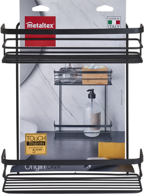 Полка для душа Metaltex Origin Lava, 26 см x 30 см x 10 см, черный цв.
