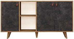 Комод Kalune Design Planky, дубовый цв./темно-серый цв., 86 см x 40 см x 140 см