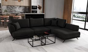 Kampinė sofa Larde Velvetmat 10, juoda sp., dešininė, 191 x 276 cm x 90 cm