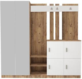 Prieškambario baldų komplektas Kalune Design DD9 AW, vidaus, balta sp./pušies sp