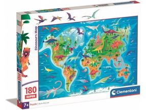 Puzle Clementoni Dinosaurs Map 29790, 33.5 cm x 48.5 cm, 180 gab., daudzkrāsaina