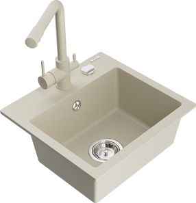 Virtuvinė plautuvė Mexen Milo 6505-69-671600-69, granitas, 43.5 cm x 41 cm x 17.1 cm, smėlio sp.