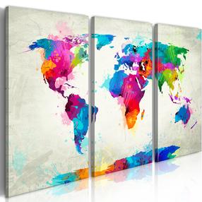 Akrilo stiklo reprodukcija Artgeist World Map: An Explosion of Colours, 20 cm x 40 cm