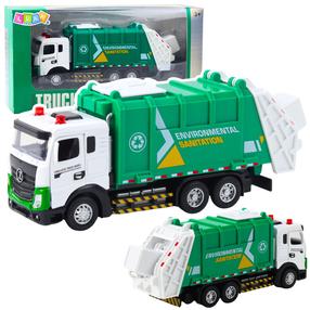 Žaislinė šiukšliavežė Lean Toys Sanitation, balta sp./žalia sp.