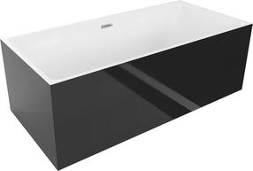 Vonia, laisvai pastatoma Mexen Nita, 80 cm x 170 cm x 58 cm, stačiakampis, balta sp./juoda sp.
