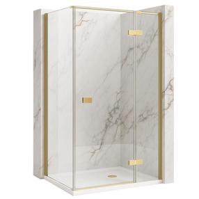 Dušo kabina Rea Atlas KPL-K4473, stačiakampė, be padėklo, 80 cm x 90 cm x 200 cm, brushed gold sp./skaidrus