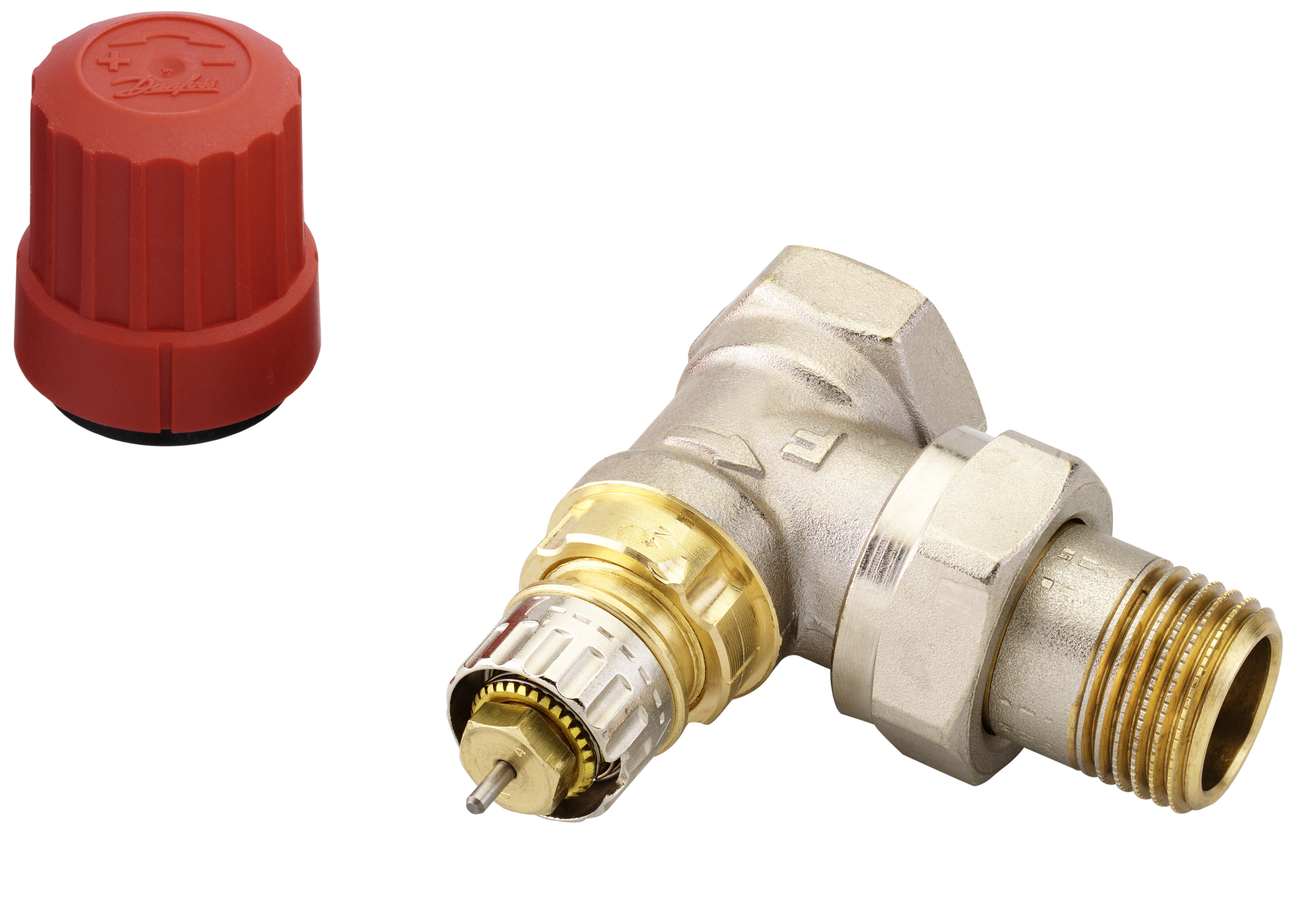 Ventiil Danfoss, nurk/termostaat-, küttesüsteemidele, 1/2 tolli - väliskeere, 1/2 tolli - sisekeere