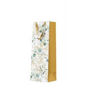 Dāvanu maisiņš Paw Decor Collection Eucaliptus Leaves, 10 cm x 37 cm x 12 cm, zelta krās./balta krās./zaļa krās.