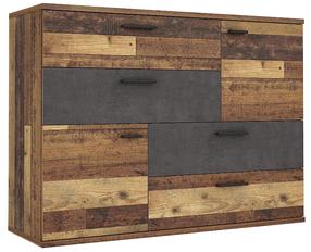 Komoda Forte Skive SKVK46-C754N, medžio sp./tamsiai pilka sp., 95.9 cm x 124.9 cm x 41.3 cm