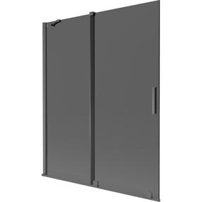Ванная стенка Mexen Velar, 140 см x 150 см, brushed gun gray цв./тонированный