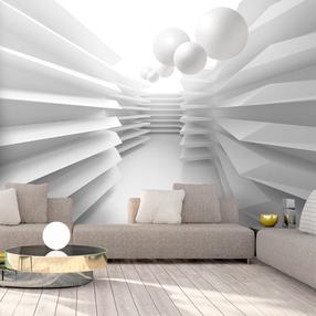 Fototapetas Artgeist Modern Abstraction - White Corridor With Space Effect And Spheres MFT1488SAM, 245 cm x 245 cm