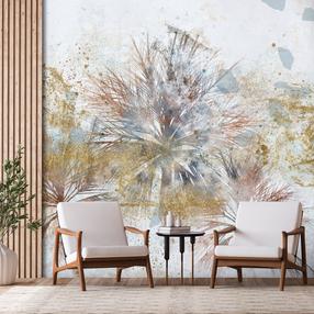 Fototapeet Artgeist Grey Palms - Plant Motif In An Abstract Composition With Patterns, 175 cm x 250 cm