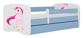 Vaikiška lova Kocot Kids Babydreams Unicorn, mėlyna sp., 80 x 180 cm, su patalynės dėže, be čiužinio