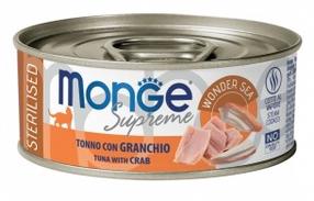 Šlapias kačių maistas Monge Supreme Sterilised, tunas/krabas, 0.08 kg