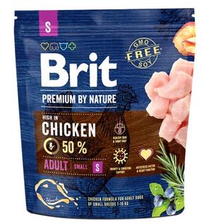 Сухой корм для собак Brit Premium By Nature Adult S, курица, 1 кг