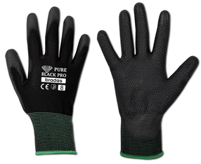 Darba cimdi Bradas Pure Black Pro, pieaugušajiem, melna krās./zaļa krās., 11, 6 gab.
