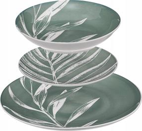 Lėkščių rinkinys pietų/sriubos/desertinė Secret de Gourmet, Ø 26.5 cm, balta sp./žalia sp.
