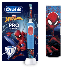 Электрическая зубная щетка Oral-B Pro Kids 3+ Spiderman, синий цв./белый цв./красный цв.