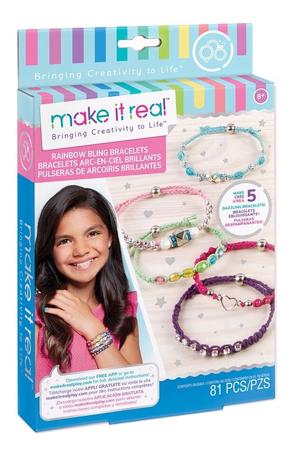 Apyrankių gaminimo rinkinys Make It Real Rainbow Bling Bracelets, įvairių spalvų
