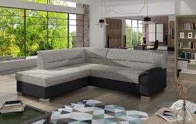 Kampinė sofa Bergen Berlin 01, Soft 11, juoda sp./pilka sp., kairinė, 214 x 247 cm x 83 cm