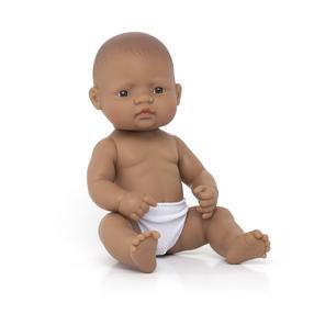 Lelle - jaundzimušais Miniland Hispanic Boy, 32 cm, brūna krās.