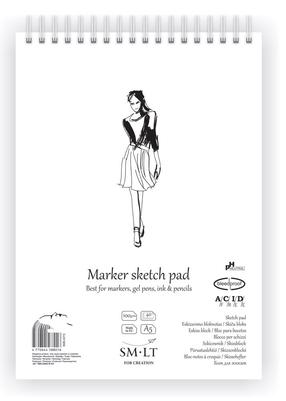 Zīmēšanas papīrs Smiltainis Marker Sketch Pad, A5, 100 g/m², balta krās., 21 cm x 14.8 cm, 40 lapu gab.