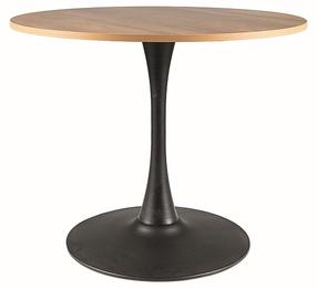 Stalas Amadeo II, ąžuolo sp./juoda sp., 90 cm x 90 cm x 76 cm