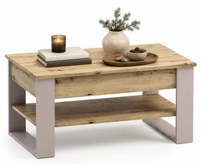 Kavos staliukas Akord Furniture Factory Denver, kreminė sp., 92 cm x 52 cm x 45.5 - 58.5 cm