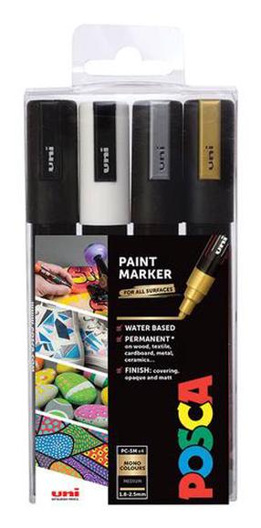 Universaalne markerite komplekt Posca PC-5M, ühepoolsed, mitmevärviline, 4 tk