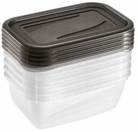 Maisto dėžučių rinkinys Keeeper Fredo Fresh, 0.5 l, 15 cm x 10 cm, skaidri sp./pilka sp., 5 vnt.