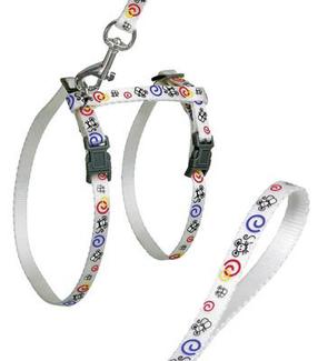 Kačių petnešos su pavadėliu Karlie Flamingo 1031358, 120 cm x 10 mm, balta sp.