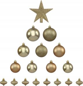 Ziemassvētku eglīšu rotaļlietu komplekts Fééric Lights and Christmas, zelta krās., plastmasa, 18 gab.