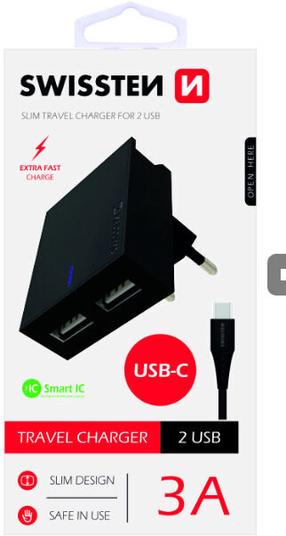 Telefona lādētājs Swissten, USB/AC/DC