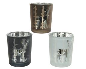 Žvakidė 645203, stiklas, 7 cm, balta/pilka/(spalva/dizainas parenkami atsitiktine tvarka)