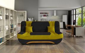 Sofa-lova Ewa Soro 100, Soro 40, juoda sp./geltona sp., 92 x 194 cm x 95 cm