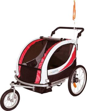 Velo piekabe priekš bērniem Guto Deluxe 2in1, poliesters/metāls, sarkana krās., 20"
