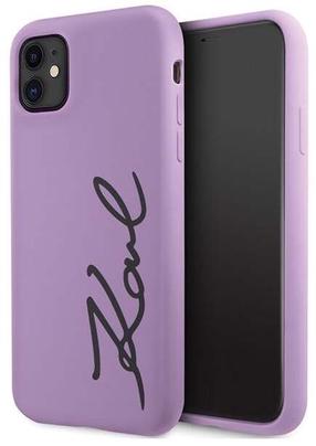 Telefono dėklas Karl Lagerfeld Silicone Signature KLHCN61SKSVGU, violetinė sp., Apple