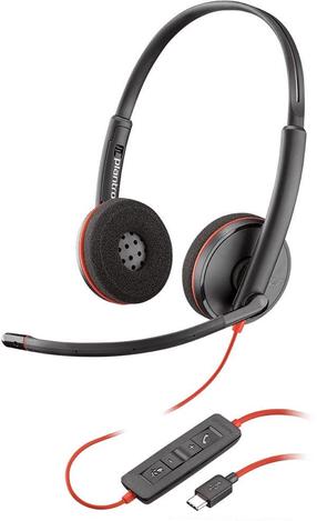 Vadu austiņas Plantronics Blackwire C3220 USB-C, melna krās.