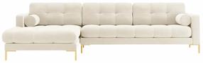 Kampinė sofa Cosmopolitan Design Bali Bluvel 22, aukso sp./šviesiai smėlinė, kairinė, 185 x 293 cm x 75 cm