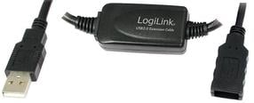 Провод Logilink Repeater Cable USB 2.0 A male, USB 2.0 A female, 15 м, черный цв.