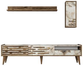Sekcija Kalune Design Valensiya 845HCT5344, brūna krās./balta krās., 45 cm x 180 cm x 35 cm, 3 gab.
