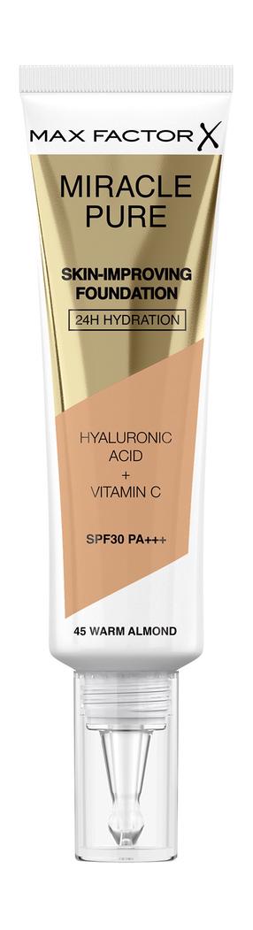Жидкая основа для макияжа Max Factor Skin-Improving Miracle Pure Skin-Improving Foundation, бежевый цв., 45 warm almond, 30 мл