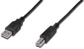 Vads Assmann USB 2.0 A male, USB 2.0 B male, 5 m, melna krās.