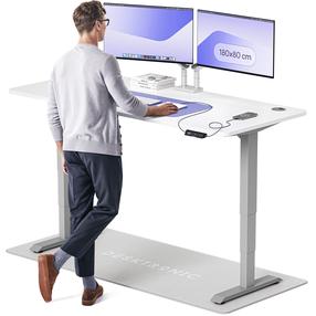 Kompiuterio stalas reguliuojamo aukščio Desktronic HomePro, 180 cm x 80 cm, 61 - 125.5 cm, balta sp./pilka sp.