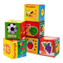 Edukacinis žaislas BabyOno Cubes BL015, EN, įvairių spalvų, 6 vnt.