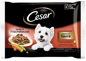 Šlapias šunų maistas Cesar, jautiena/vištiena Mix C048201, 0.1 kg x 4 vnt.