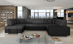 Kampinė sofa Havana Berlin 02, Soft 11, juoda sp./tamsiai pilka sp., kairinė, 320 x 207 cm x 73 cm