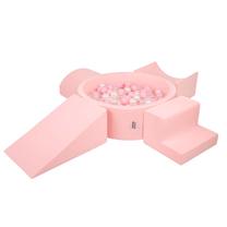 Baseinas su kamuoliukais, rinkinys KiddyMoon Foam Version 5, ⌀ 90 cm, 300 vnt, rožinė sp.