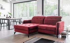 Kampinė sofa Lorelle Rivera 59, raudona sp., kairinė, 160 x 225 cm x 105 cm