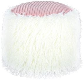 Pufas Kayoom Bobtail 125, balta sp./rožinė sp., 45 cm x 45 cm x 38 cm